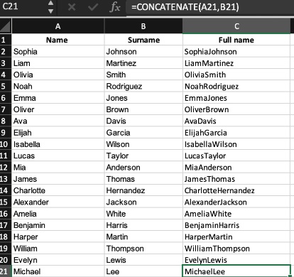 combining two columns in excel